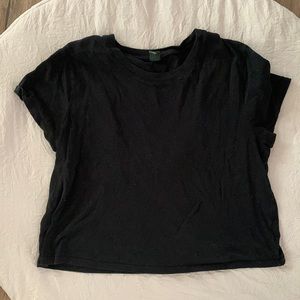 Oversized black cropped tee